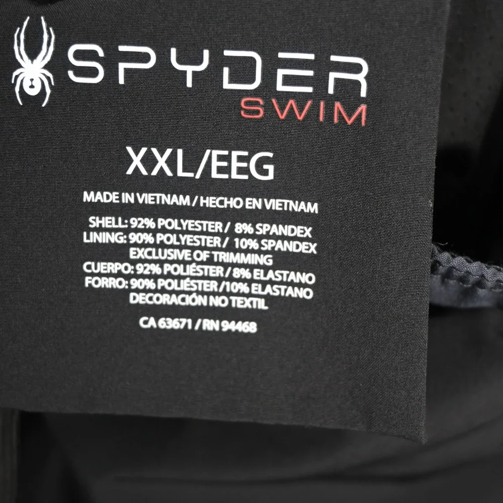 Spyder Swim Trunks Mens XXL Black Lined Drawstring Elastic Waist Pockets Logo